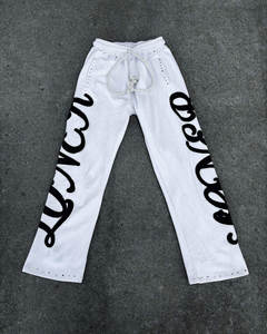 Nuevas llegadas sólido 100% algodón invierno serigrafía diamantes de imitación doble capucha Boxy Fit Street Style hombres Sudadera con capucha conjuntos - Product Image 5