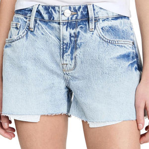 Shorts décontractés d'été pour femme, taille haute, coupe droite, en denim brodé, style personnalisé, délavé, sexy, grande taille, avec poches - Product Image 4