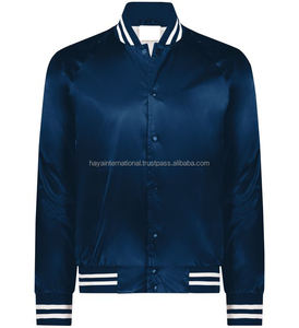 Chaqueta cortavientos de satén unisex para jóvenes y adultos, cuello levantado, lona, logotipo personalizado, bordado, estilo universitario, diseño para chaquetas de hombre - Product Image 1