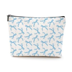 Pochette de maquillage Coquette Preppy avec logo personnalisé, en tissu éponge moelleux, fermeture éclair, esthétique, pour voyage, cadeau <span class=keywords><strong>cosmétique</strong></span> pour adolescentes - Product Image 1