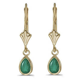 14K Yellow Gold Emerald Dangling Drop Lever-Back <b>Earrings</b> 0.80ct <b>Moissanite</b> for Weddings Parties and Gifts - Product Image 3