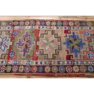 2.4x9.8 ft Turkish Rug, Vintage <b>Runner</b> Rug, <b>Red</b> Paisley Wool Rug - Product Image 3