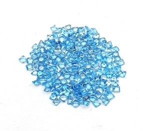 Piedras preciosas sueltas facetadas de corte cuadrado de Topacio Azul suizo Natural de 4mm, cuentas de piedra calibradas de topacio de alta calidad para fabricación de joyas a granel - Product Image 6