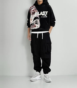 Sudadera con Capucha Extra Grande Personalizada de Moda Urbana para Hombre, Sudadera con Capucha Unisex Lisa Estampada de Algodón Orgánico 100% - Product Image 5