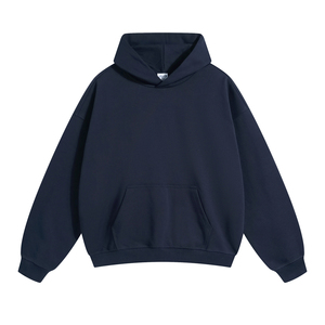 Ensemble de survêtement d'hiver en molleton bouclette 100 % coton 500 g/m² avec impression en relief personnalisée, comprenant un sweat à capuche court et un sweat à capuche oversize épais - Product Image 4