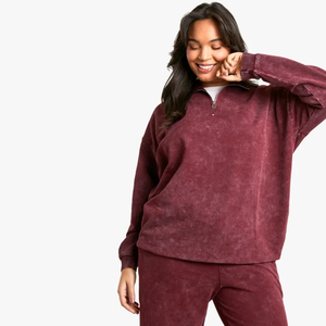 Respirant confortable séchage rapide 100% coton vente entière sweat col roulé fermeture éclair sweats courts pour femme - Product Image 1