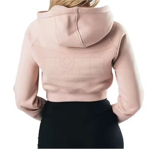 New Design <b>Winter</b> Short Hooded Crop <b>Top</b> Hoodies 100% Cotton Breathable Wholesale Price Made in Pakistan - Product Image 3
