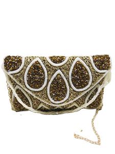 Bolso de mano de estilo étnico de lujo para mujer, bolso de mano bordado personalizado de cuero para trabajo, fiesta, boda, bolsos de noche, piedra - Product Image 3
