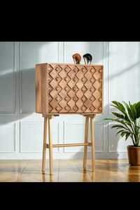 Accent Solid Wood Sideboard Buffet Serving Storage Cabinet Traditional Design Eco-Friendly <b>Black</b> Iron Leg Extendable Furniture - Product Image 2