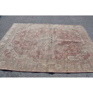 Alfombra turca clásica roja Beige de área grande, 6,3 x pies 9,1, patrón de retazos geométricos Vintage, respaldo de látex grueso de 10mm para pasillo - Product Image 3