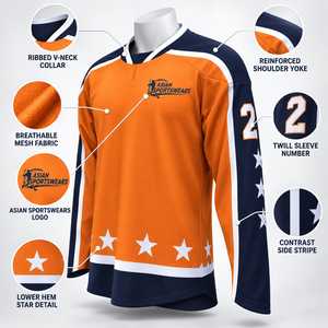 เสื้อฮอกกี้น้ำแข็งรุ่นใหม่ ลดราคา ระบายอากาศ แห้งเร็ว ซับเหงื่อ 100% โพลีเอสเตอร์ ดีไซน์โดดเด่น เหมาะสำหรับการฝึกซ้อม - Product Image 2