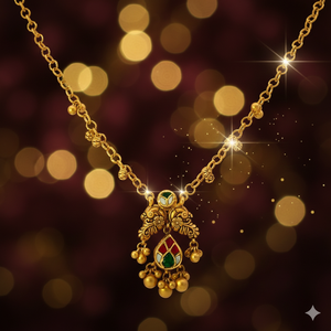 Collier double paon antique en or 22 carats, bijoux fins traditionnels Meenakari - Product Image 3