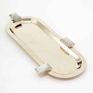 Bandeja Ovalada Premium de Acero Inoxidable, Bandeja de Servicio Ecológica, Ovalada, Pulida, Apta para Lavavajillas, para Hogar y Restaurante - Product Image 1