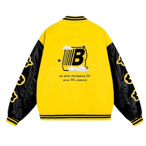 Chaqueta de Invierno con Bordado de Letras de Hip-Hop y Estampado de Flocado para Hombre, Chaquetas de Béisbol Personalizadas de Alta Calidad para Hombre - Product Image 6