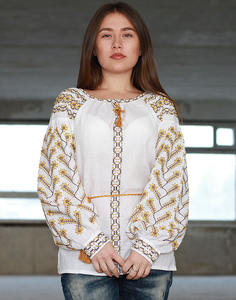 Blusa de lino bordada tradicional ucraniana para mujer, método de tejido de estilo informal, elemento de moda Simple para fiestas - Product Image 1