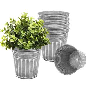 Jardinière de fleurs en métal de conception fantaisie jardinière de seaux galvanisés pour jardinières rondes décoratives faites à la main de patio de jardin - Product Image 2