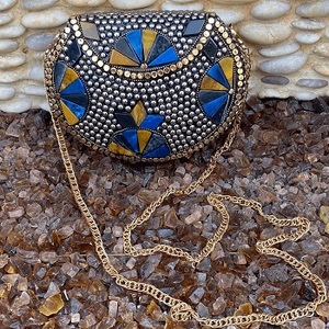 2024 Venta caliente mujeres verano playa mosaico Metal redondo mano bolso/bolso de mano/bolso de mujer por India F S International - Product Image 3