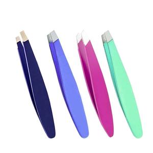 Mini pinzas de Material de acero inoxidable con etiqueta privada, pinzas para cejas de la mejor calidad, pinzas pequeñas para cejas con punta inclinada - Product Image 4