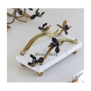 Plateau de service en marbre avec poignée en aluminium, qualité supérieure, couleur blanche, plateau à chocolats au meilleur prix - Product Image 6