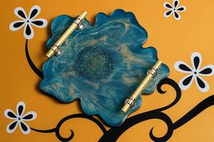 Bandeja de tocador y servicio de resina de forma personalizada con conchas integradas para exhibición de Joyas y organizador en Low Coast por AALIYAN IMPEX - Product Image 2