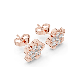 ต่างหูเพชรทรงดอกไม้ 0.49 กะรัต สำหรับผู้หญิง ความใส VVS-VS ทอง 18KT, 14KT, 10KT และเงิน 925 สีโรสโกลด์, สีเหลือง, สีขาว - Product Image 5