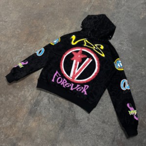 Custom High GSM French Terry Graffiti Sudadera con capucha Impresión completa con diamantes de imitación para hombres High GSM Hoodie French Terry Hoodie - Product Image 2