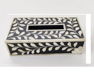 Caja de pañuelos con incrustaciones en blanco y negro Rare The House of STAR CRAFT INDIA superventas 2024 accesorios de cocina - Product Image 1