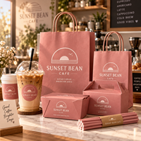 Ensemble d'emballages personnalisés AT PACK pour café à emporter avec logo, sacs en papier, boîtes alimentaires, gobelets à café et pailles pour solution de branding de restaurant