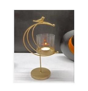 Bougeoir en métal rond en laiton personnalisé oiseau assis pour bougeoir attrayant pièce de table d'appoint bougeoir décoratif - Product Image 1