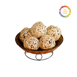 Boules de rotin de décor à la maison rustique boules décoratives de rotin naturel tissé à la main orbes en osier écologiques - Product Image 6