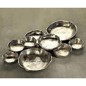 Plato de racimo de 9 cuencos de plata de aluminio para bodas y hoteles, vajilla, cuenco para servir, plato y cuencos con varios compartimentos - Product Image 2
