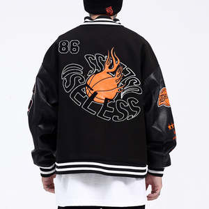 KIT-N-FIT veste universitaire de haute qualité hommes chenille broderie manches en cuir véritable veste universitaire Letterman Baseball personnalisée - Product Image 5