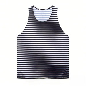 Singlet de sport pour homme, coupe classique à rayures horizontales, respirant, séchage rapide, impression par sublimation personnalisée, directement de l'usine, idéal pour la course à pied et le marathon. - Product Image 4