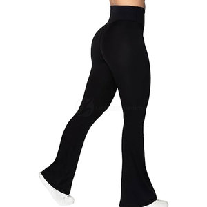 Private Label <b>Women's</b> Mid Waist Flare Pants with Side Pockets Solid Color Winter Flare Pants for Sale Flat Front Style - Product Image 3