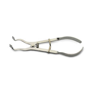 Pinzas Dentales Manuales de 14.5cm para Restauración, Color Marfil Claro, Acero Inoxidable, Certificación CE/ISO13485 Clase I, Dique de Goma Endodóntico - Product Image 1