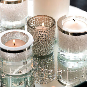 Perles de cristal artisanales bougeoir décoration porte-lumière de thé décor de mariage pièce maîtresse forme ronde support élégant - Product Image 2