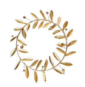 Ornements de Noël les plus vendus Couronne de conception de feuilles modernes dorées pour la décoration de festival de guirlande en métal de fête du Ramadan - Product Image 2