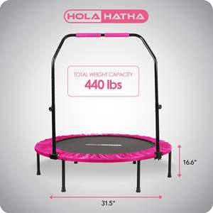 HolaHatha 40 Mini Trampolino Indoor Rosa, Rebounder Fitness con Maniglia Regolabile per Bambini, Materiale in Schiuma PVC per Uso Esterno - Product Image 3
