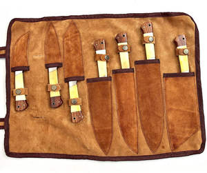 Couteau personnalisé de 6 pouces fait à la main en acier damas avec lame fixe manche en bois de rose pleine soie avec fantaisie gratuite cuir de vache original - Product Image 4