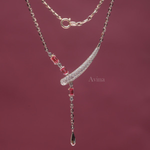 Collar con Colgante en Forma de Y con Diamante Redondo Cultivado en Laboratorio Certificado por IGI y Zafiro Corte Esmeralda Rosa en Oro Blanco de 18K, Joyería Fina de Lujo - Product Image 2