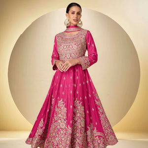 Costumes Salwar Kameez de créateur brodés de chinon de qualité supérieure disponibles à des tarifs de gros idéaux pour des tenues de fête - Product Image 1