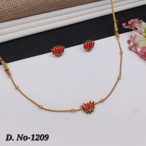 Luxury <b>Gold</b> Plated Women Pendant <b>Necklace</b> <b>Set</b> with Matching <b>Earrings</b> <b>and</b> Elegant Jewelry for Wedding Party <b>and</b> Daily Wear Use - Product Image 5