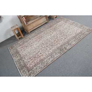 Tapis vintage 3,8 x 6,46 pieds, tapis turc, tapis en laine à carreaux gris - Product Image 2