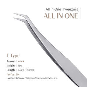 Pince à épiler tout-en-un en acier inoxydable pour sourcils et extensions de cils, applicateur de cils à pointe fine - Product Image 2