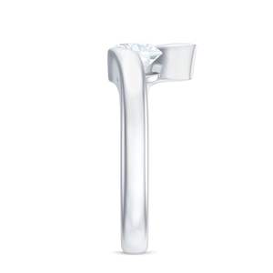 Round Cut <b>Solitaire</b> \ Bypass Engagement <b>Ring</b> \\ 925 Sterling <b>Silver</b> - Product Image 3