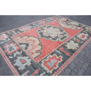 Rug, 7.6x11.5 ft Vintage Rug, <b>Red</b> Patchwork Rug <b>Wool</b> - Product Image 3