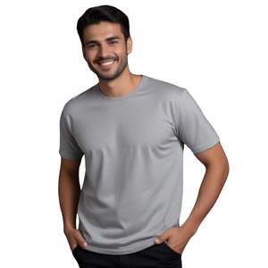 Vente en gros 100% coton respirant T-shirts pour hommes à manches courtes en vrac basiques coupe surdimensionnée T-shirts unis couleurs unies tailles - Product Image 1