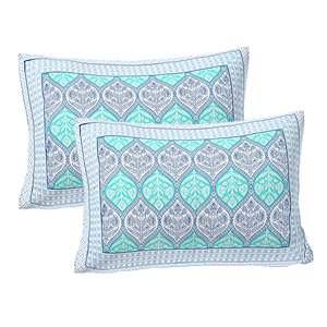 Juego de Sábanas Dobles de Algodón 100% de 240 Hilos con Estampado Floral Azul Turquesa, con 2 Fundas de Almohada, Colección de 3 Piezas para el Hogar (SHKV1048) - Product Image 3
