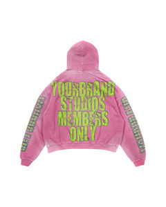 Top Trending Solid Light <b>Pink</b> Acid Wash <b>Hoodie</b> Pant Printed Letters Rhinestone Outline New Style Heavyweight Tracksuit For <b>Men</b> - Product Image 4