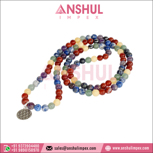 Premium Quality Hot Selling Handmade Stretchable Gorgeous 7 Chakra Crystals 108 Prayer Bead Meditation Mala From Indian Supplier - Product Image 2